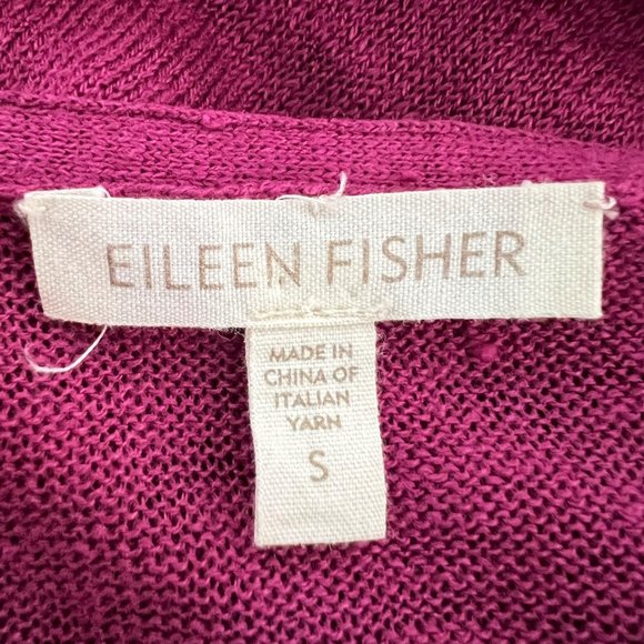 Eileen Fisher Womens Linen Silk Open Front Cardigan Sweater Raspberry size Small - Picture 9 of 12
